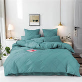 3 Pcs Cross Pleated Duvet Set - Teal