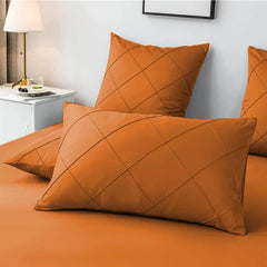 3 Pcs Cross Pleated Duvet Set - Orange