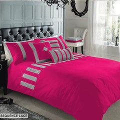 3 Pcs Sequence lace duvet set - Pink