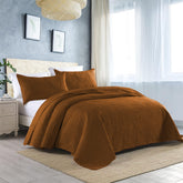 3 Pcs Ultrasonic Bedspread - Light Brown (010)