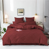 3 Pcs Cross Pleated Duvet Set - Maroon