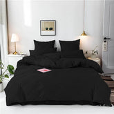 3 Pcs Cross Pleated Duvet Set - Black