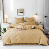 3 Pcs Cross Pleated Duvet Set - Natural