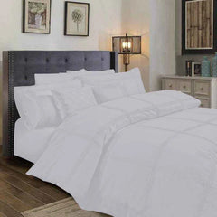 3 Pcs Box Pleated Duvet Set - White