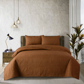 Spiral Vibes 3 Pcs Ultrasonic Bedspread - Camel