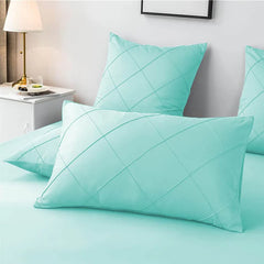 3 Pcs Cross Pleated Duvet Set - Ferozi