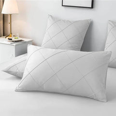 3 Pcs Cross Pleated Duvet Set - White