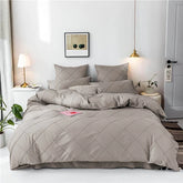 3 Pcs Cross Pleated Duvet Set - Beige