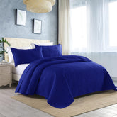 3 Pcs Ultrasonic Bedspread - Navy Blue (011)