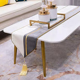 Velvet Table Runner Grey White