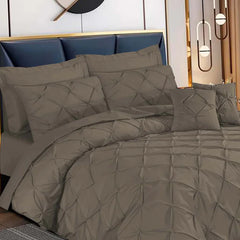 3 Pcs Pintuck Duvet Set -  Beige