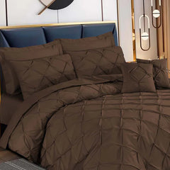 3 Pcs Pintuck Duvet Set -  Brown