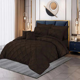 3 Pcs Pintuck Duvet Set - Chocolate
