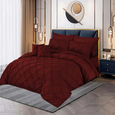 3 Pcs Pintuck Duvet Set - Maroon