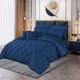3 Pcs Pintuck Duvet Set - Blue