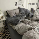 Reversible Duvet Cover Set King Size - Grey Shades (180)