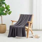 Cotton Waffle Blanket - Dark Grey
