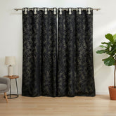 2 PCS PREMIUM QUALITY TEXTURE VELVET CURTAINS - Black