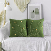 Pack of 2 Waffle Golden Veins Cushion - Green