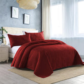 3 Pcs Ultrasonic Bedspread - Maroon (014)
