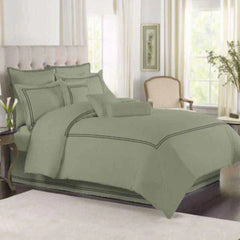 3 Pcs Baratta Stitch Duvet Set - Light Green & Black