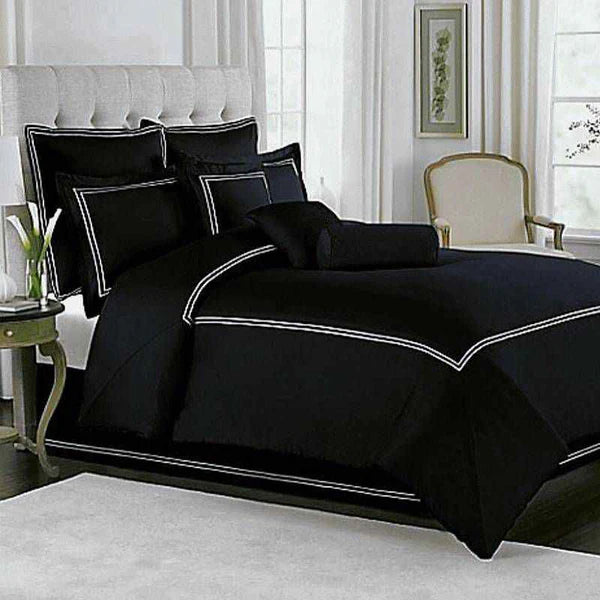 3 Pcs Baratta Stitch Duvet Set -  Black & White