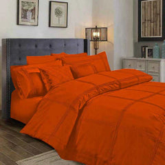 3 Pcs Box Pleated Duvet Set - Orange