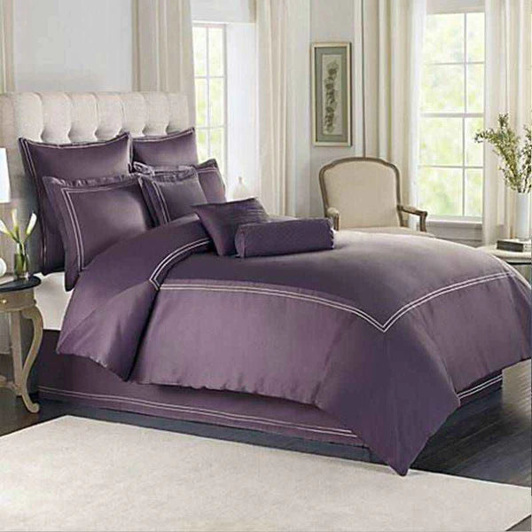 3 Pcs Baratta Stitch Duvet Set -  Purple & White