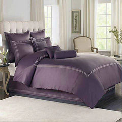 3 Pcs Baratta Stitch Duvet Set -  Purple & White
