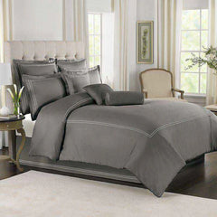 3 Pcs Baratta Stitch Duvet Set - Grey & White