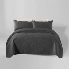 3 Pcs Ultrasonic Bedspread - Dark Grey (012)