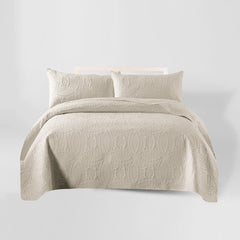 3 Pcs Ultrasonic Bedspread - Cream (013)