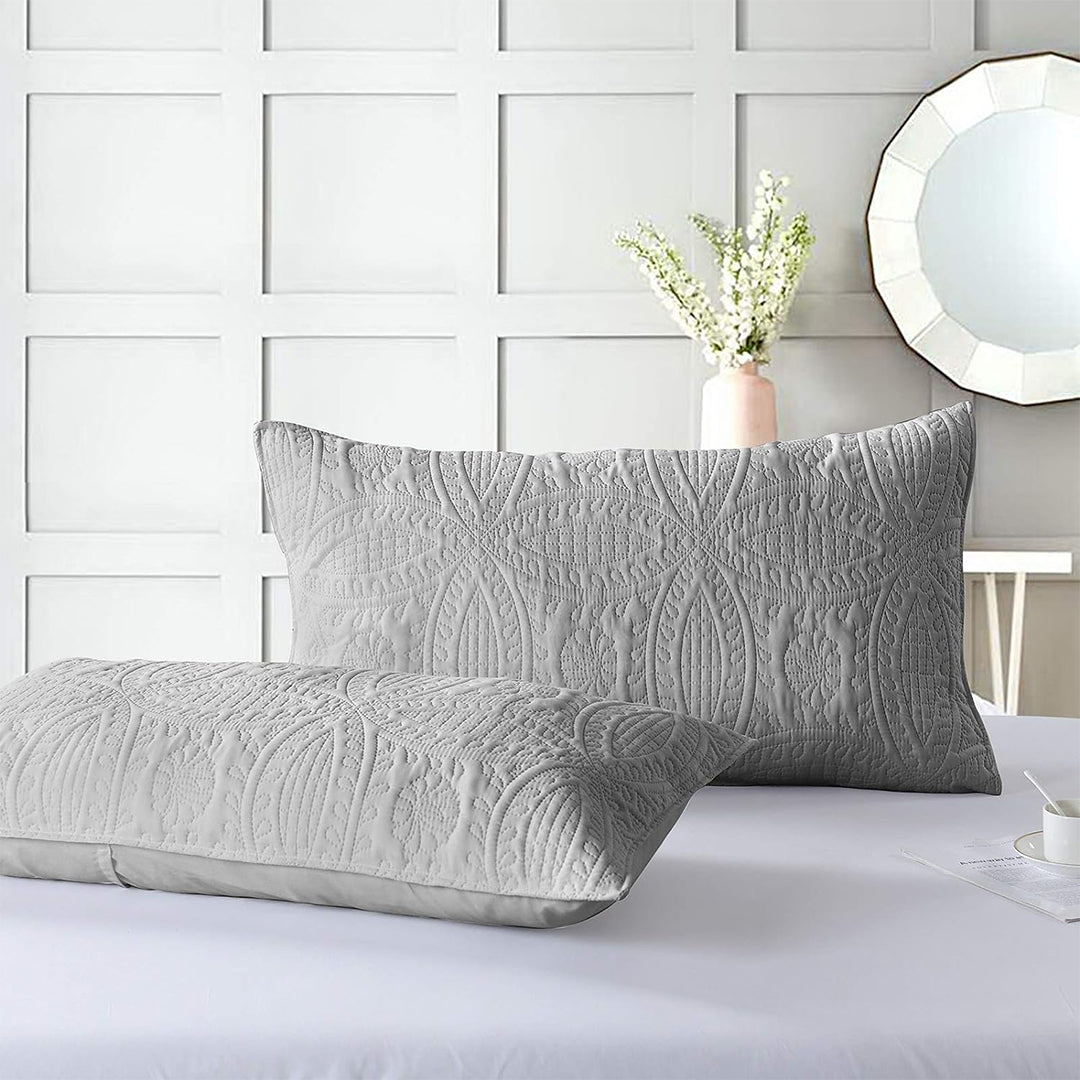 3 Pcs Ultrasonic Bedspread - Light Grey (006)