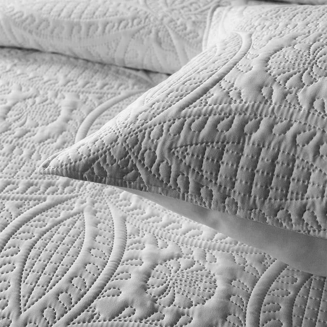 3 Pcs Ultrasonic Bedspread - Light Grey (006)
