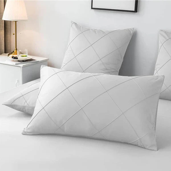 3 Pcs Cross Pleated Duvet Set - White