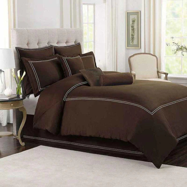 3 Pcs Baratta Stitch Duvet Set - Brown & white