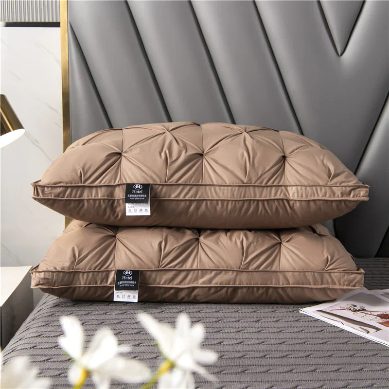 Pack of 2 Filled Pintucks Pillows-Camel