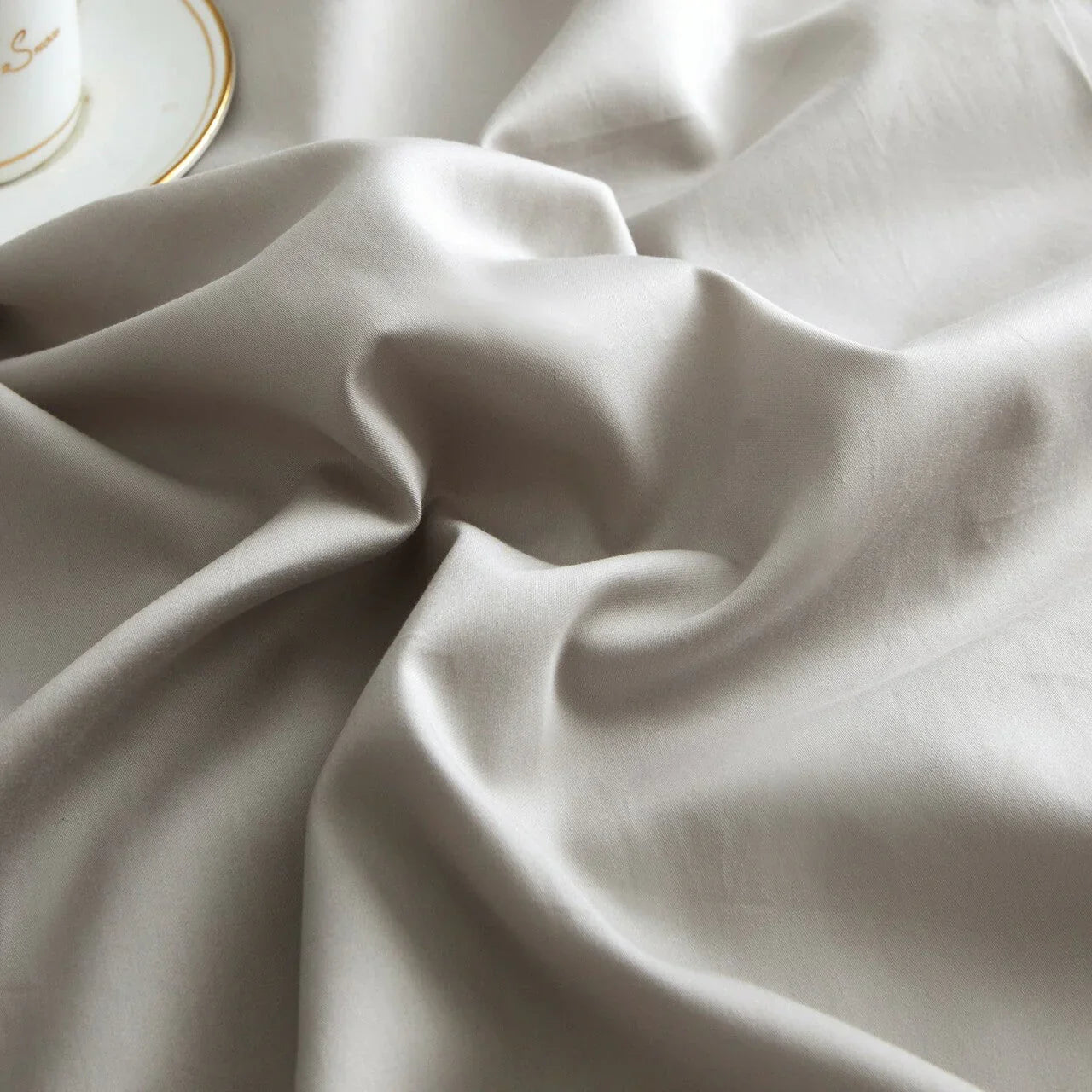 3 Pcs Ruffle Edge Duvet Cover Set - Grey (258)