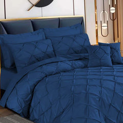 3 Pcs Pintuck Duvet Set - Blue