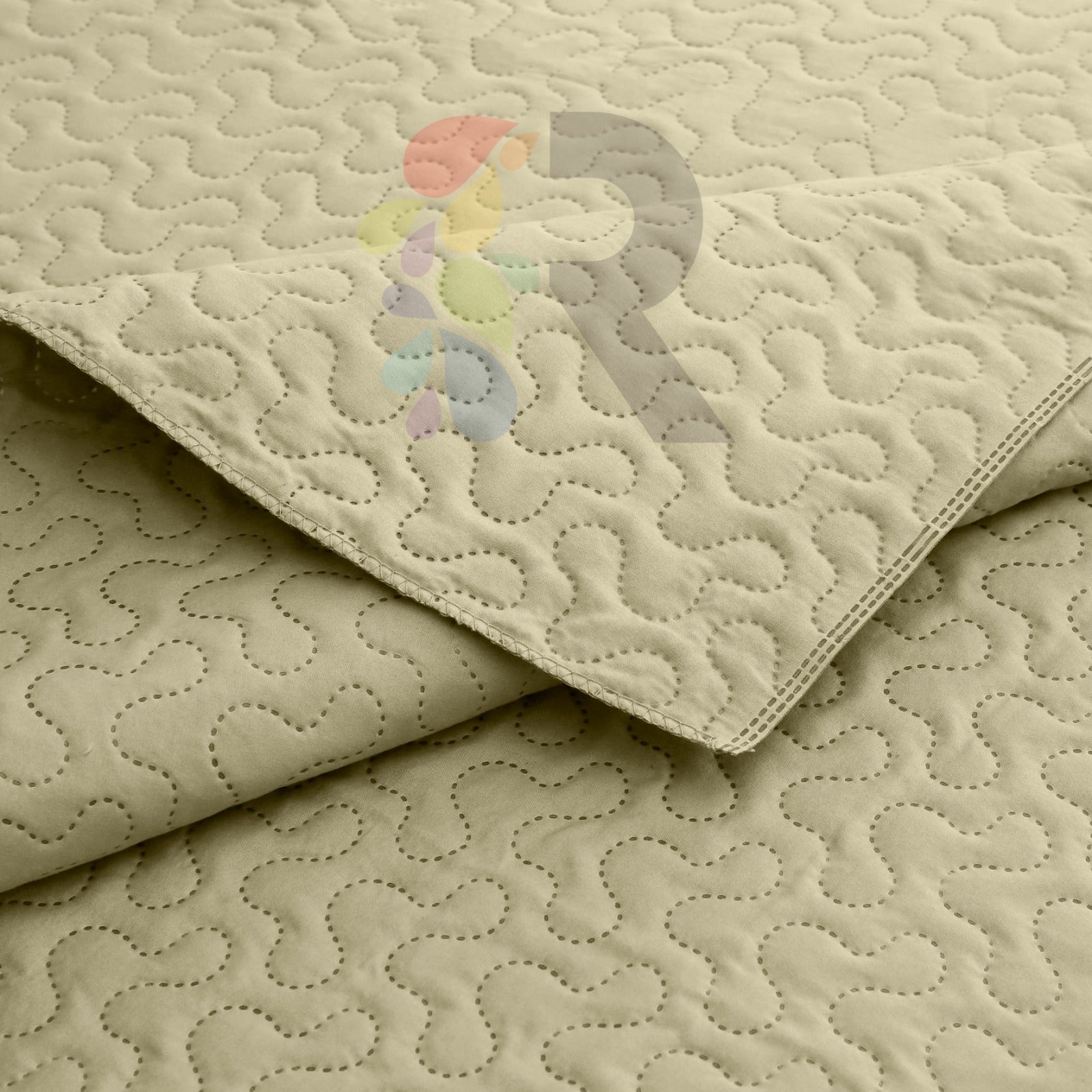 3 Pcs Ultrasonic Bedspread - Beige (004)
