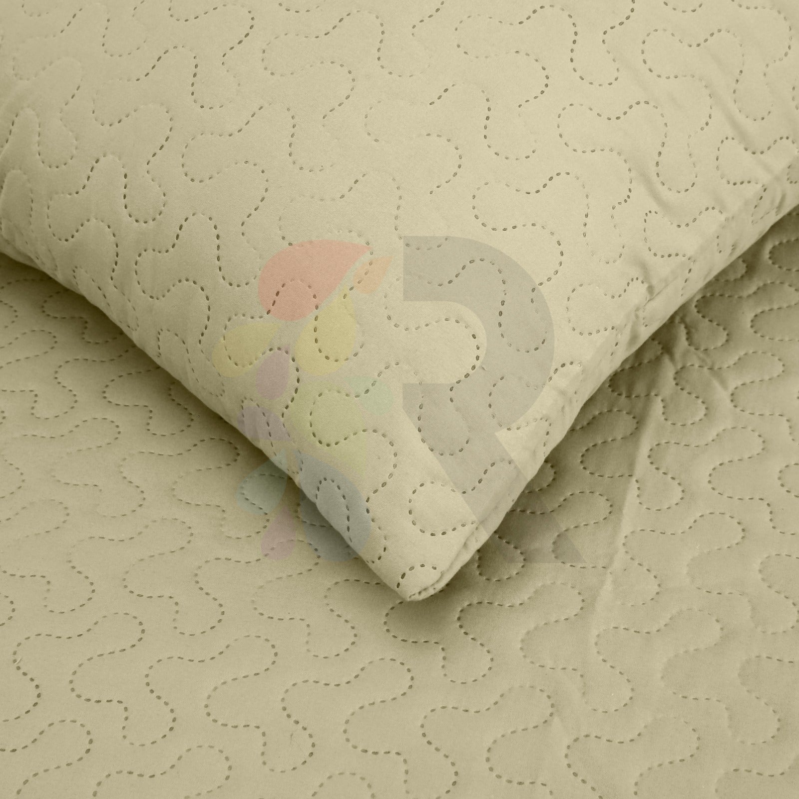 3 Pcs Ultrasonic Bedspread - Beige (004)