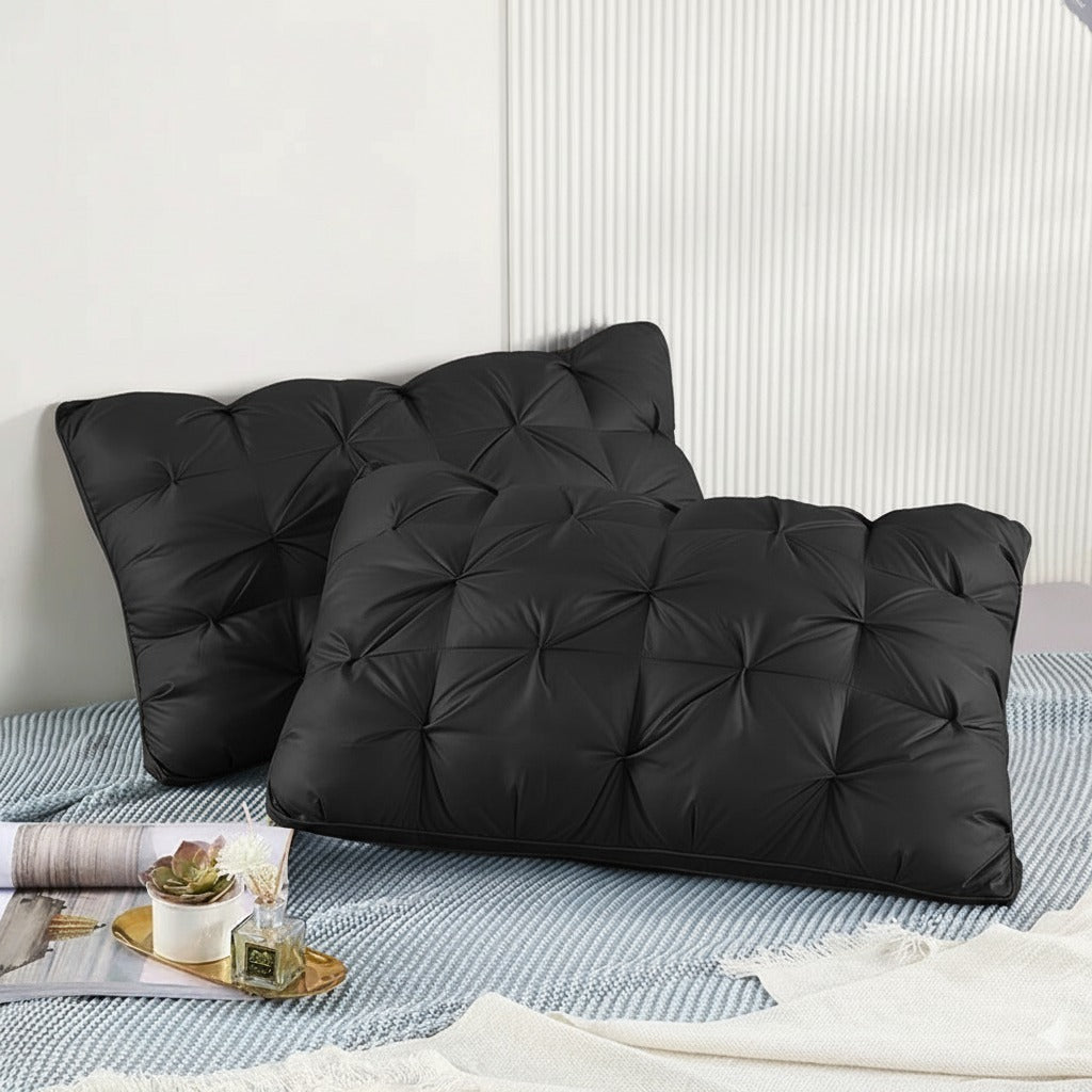 Pack of 2 Filled Pintucks Pillows- Black