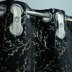 2 PCS PREMIUM QUALITY TEXTURE VELVET CURTAINS - Black