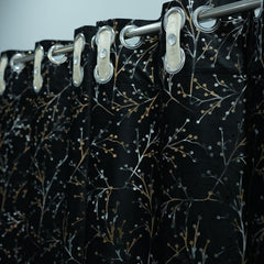 2 PCS PREMIUM QUALITY TEXTURE VELVET CURTAINS - Black