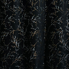 2 PCS PREMIUM QUALITY TEXTURE VELVET CURTAINS - Black