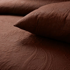 Spiral Vibes 3 Pcs Ultrasonic Bedspread - Brown