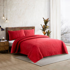 Spiral Vibes 3 Pcs Ultrasonic Bedspread - Red