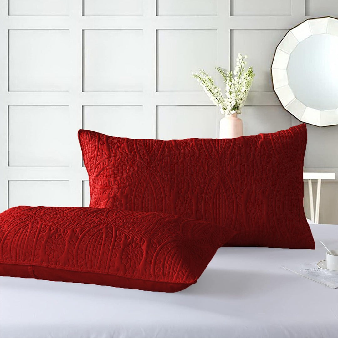 3 Pcs Ultrasonic Bedspread - Maroon (014)